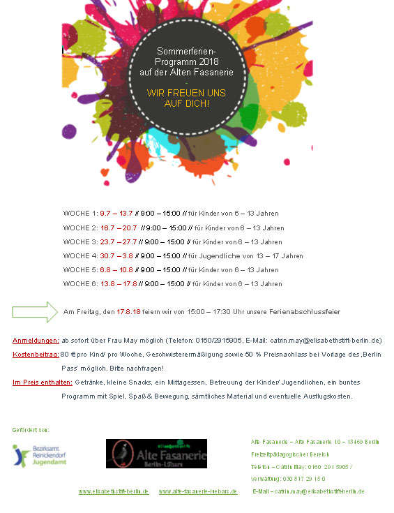 Kinder-Ferienprogramm in den Sommerferien auf der Alten Fasanerie | Alte Fasanerie Kinder-Ferienprogramm in den Sommerferien auf der Alten Fasanerie (Kinder-Ferienprogramm) | Alte Fasanerie