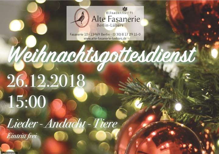 Weihnachtsgottesdienst am 26.12.2018 um 15.00 Uhr auf der Alten Fasanerie | Alte Fasanerie Weihnachtsgottesdienst am 26.12.2018 um 15.00 Uhr auf der Alten Fasanerie () | Alte Fasanerie