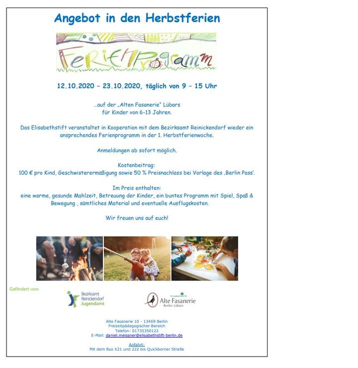 Noch freie Plätze im Ferienprogramm | Alte Fasanerie Noch freie Plätze im Ferienprogramm () | Alte Fasanerie